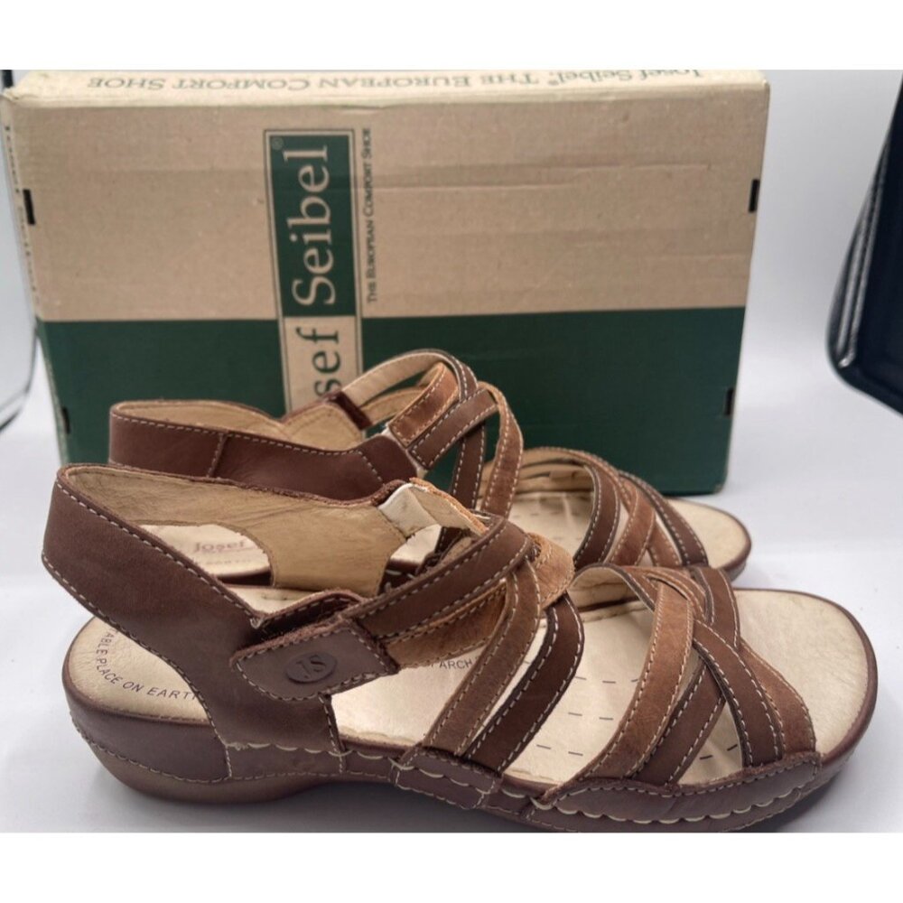 Josef Seibel Sandals Womens Size 6.5 EU 37 Brown‎ Comfort Strappy Bozen Ladies